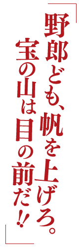 野郎ども、帆を上げろ。宝の山は目の前だ！